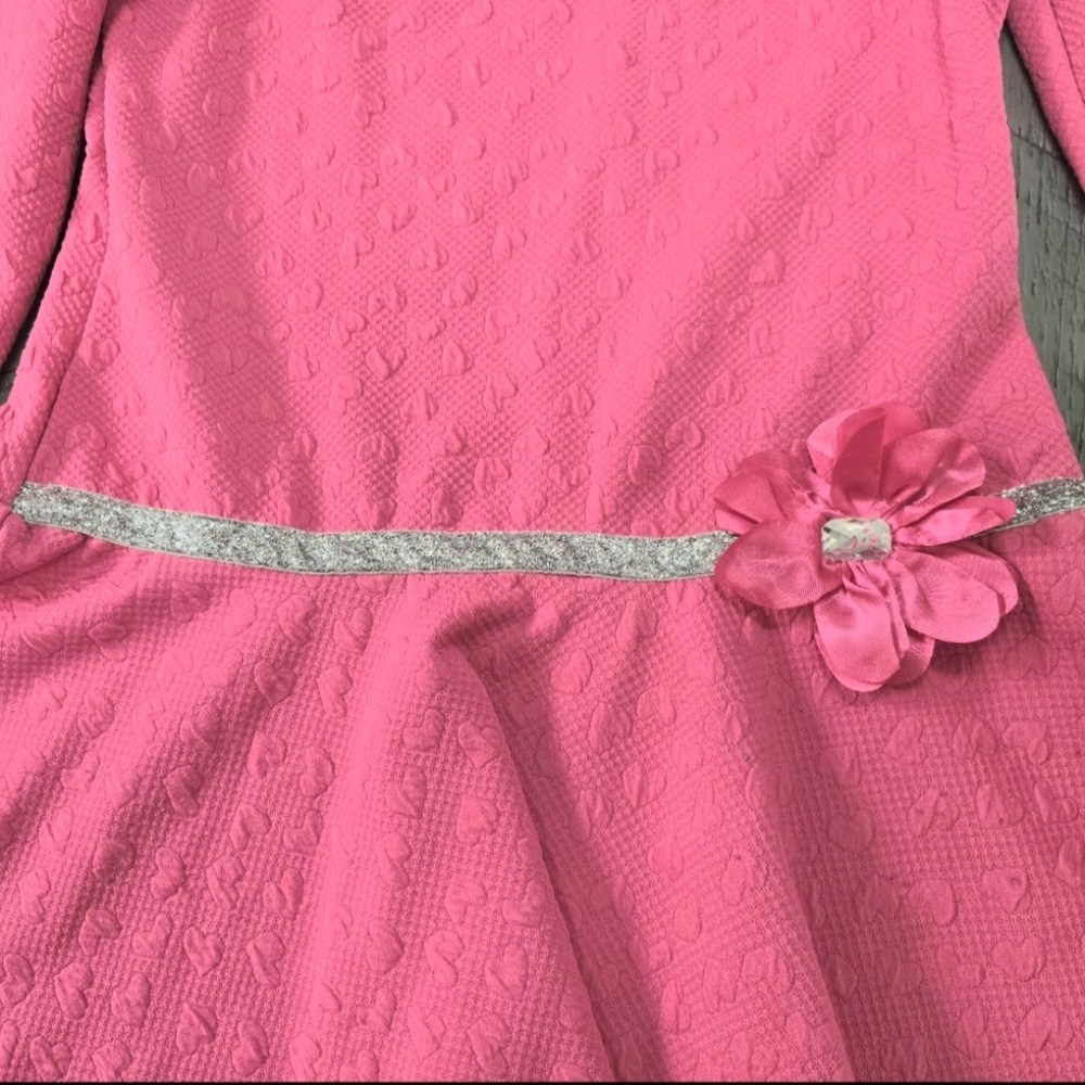 Dollie & Me Pink Long Sleeve Dress with Flower Detail - Picture 5 of 7